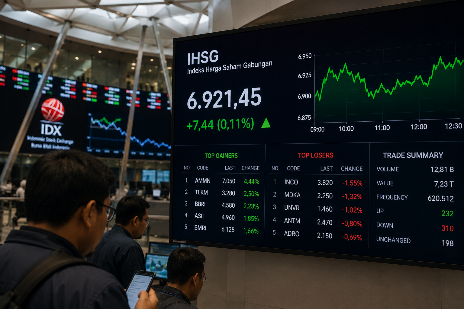 IHSG Sesi I Bertahan di Zona Hijau, Naik 0,11 Persen di Tengah Perdagangan Volatil