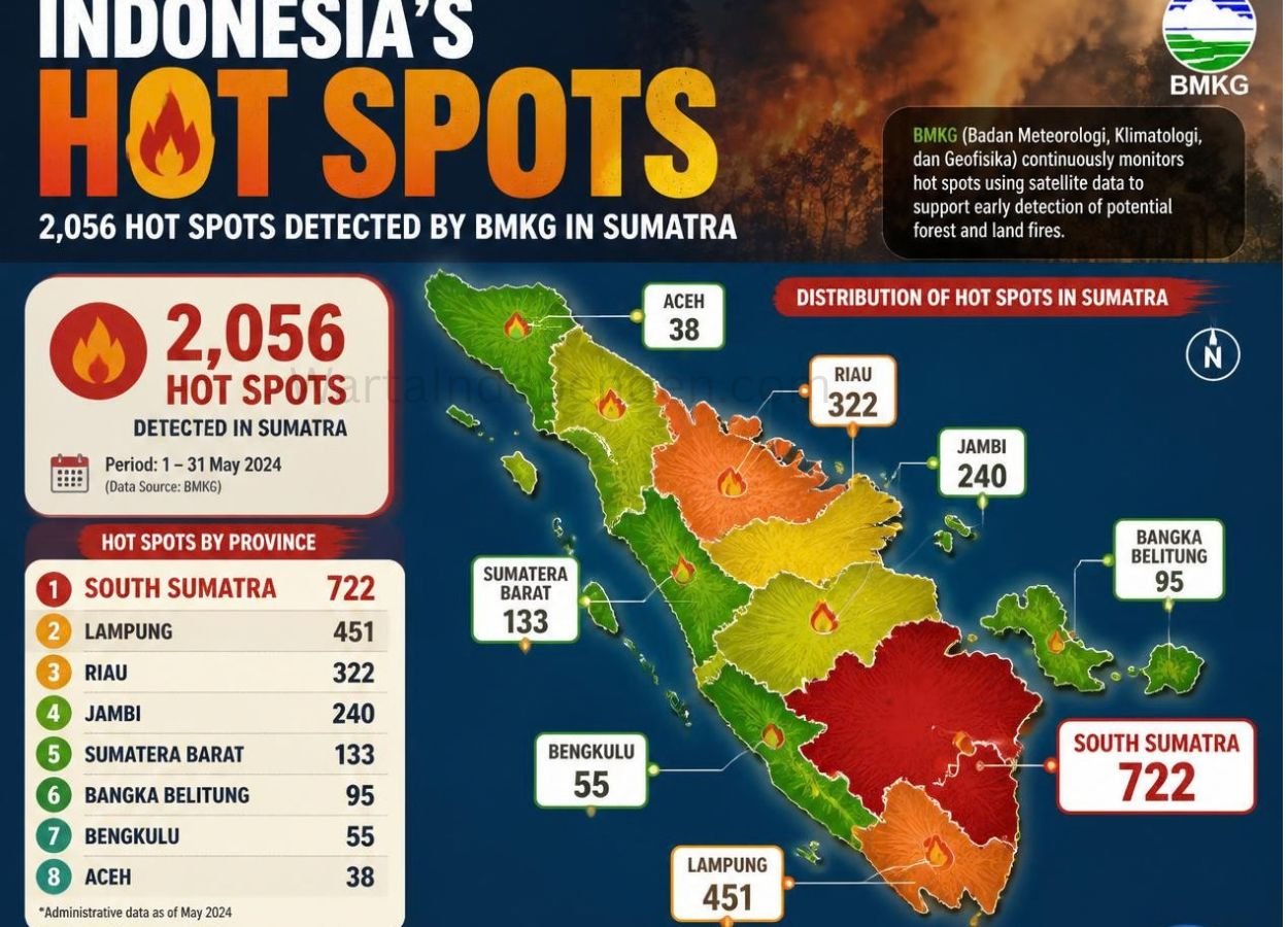 BMKG Deteksi 2.056 Titik Panas Tersebar di Sumatera - WartaIndependen.com